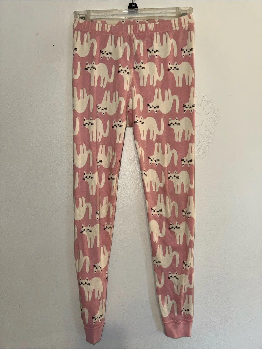 HANNA ANDERSSON Organic Long Johns Pajamas Cats Pink 140 (US 10) Halloween